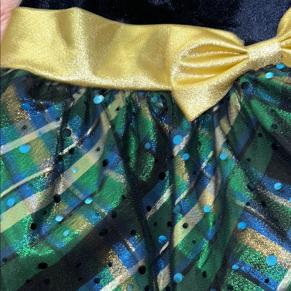 Bonnie Jean Navy Velvet Dress with Gold Bow